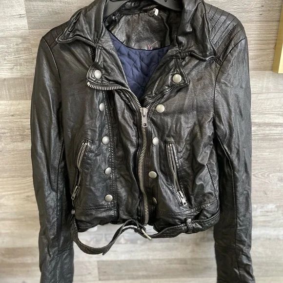 Free people ashville vegan leather biker jacket sz medium - Picture 3 of 5